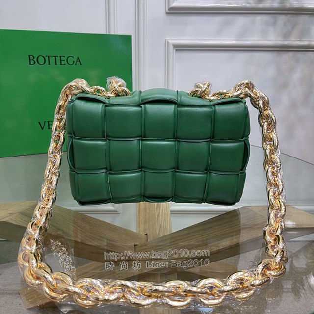Bottega veneta高端女包 96008賽車綠 寶緹嘉新款枕頭鏈條包 BV經典款單肩斜挎手提女包  gxz1235